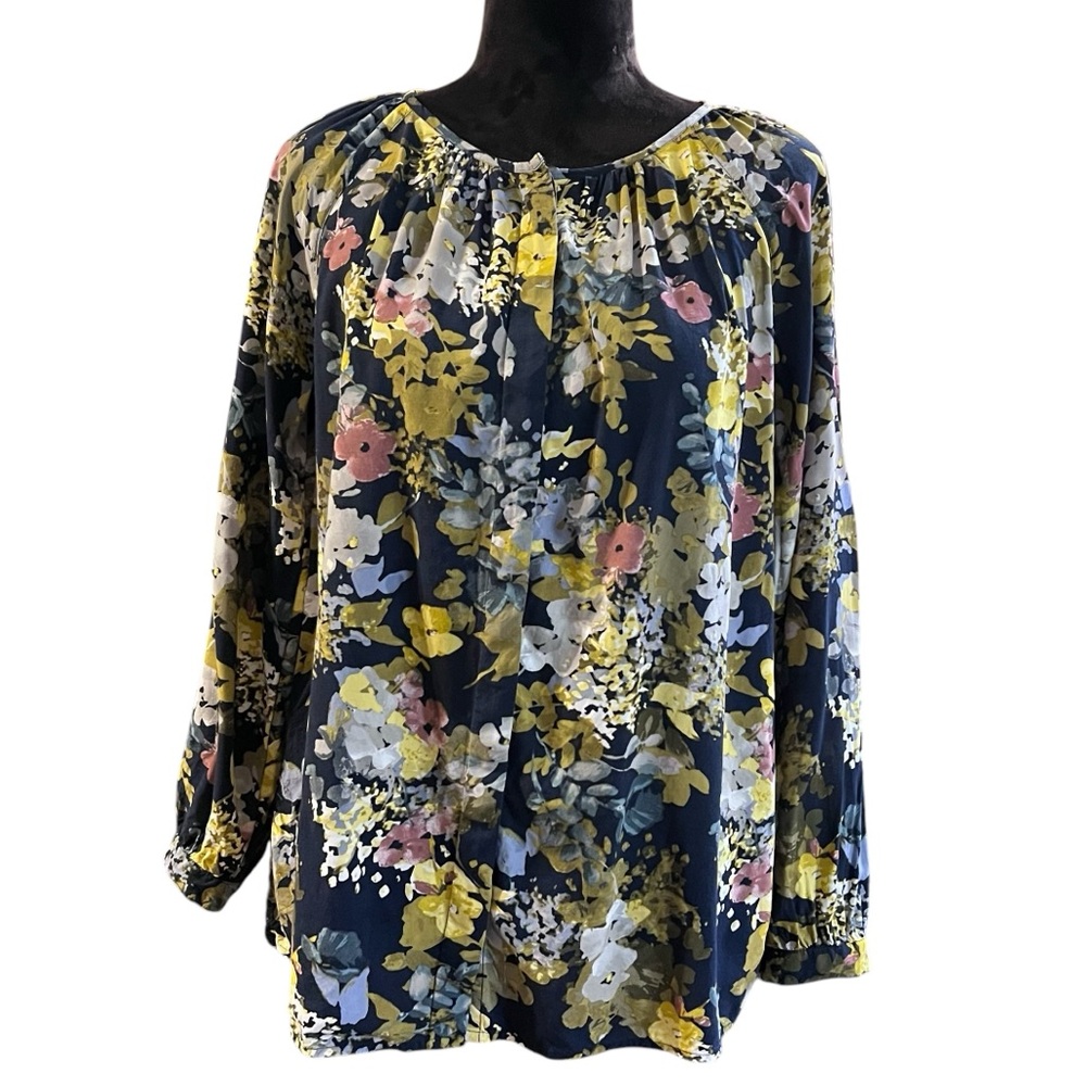 J. Jill Navy Floral Top - Size Small